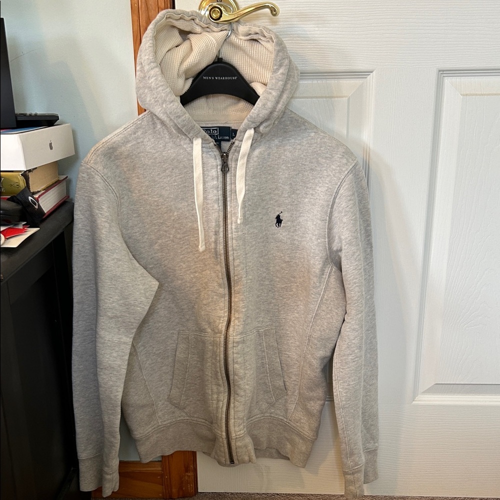 Polo by Ralph Lauren Heather Gray Full-Zip Hooded Sweater